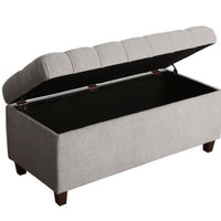 Ainsley Button Tufted Storage Bench - Silver Ash - HomePop (L 1m x 25cm, La 45cm, H 45cm,)