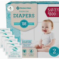 Member's Mark Comfort Care Baby Diapers 2-196 ct. 5-8 Kg