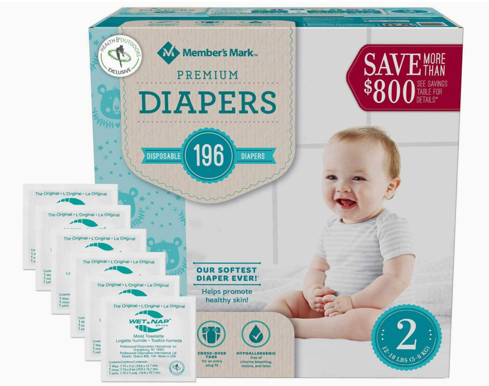 Member's Mark Comfort Care Baby Diapers 2-196 ct. 5-8 Kg