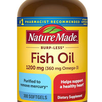 Nature Made Aceite de pescado sin eructos de 1200 mg, 300 cápsulas blandas, suplemento de aceite de pescado Omega 3 DLC: Oct26