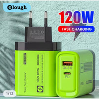 Elough-Adaptateur mural à charge rapide USB C GaN, chargeur de voyage 120w