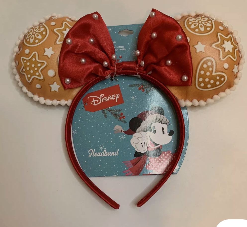 Kids' Disney Minnie Mouse Gingerbread Ears Headband - Red/Yellow