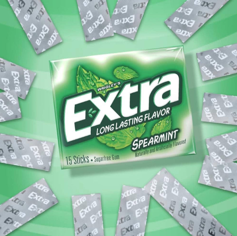 Wrigley's Extra Long Lasting Flavor Spearmint 15-Sticks DLC: 01 JAN25