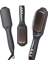 
              LANDOT Hair Straightener Brush Heated Straightening Brush: Rose Gold Negative Ion Hot Hair Brush for Smooth Frizz Free Hair - Ceramic Flat Iron Brush - Dual Voltage Fast Heating
            