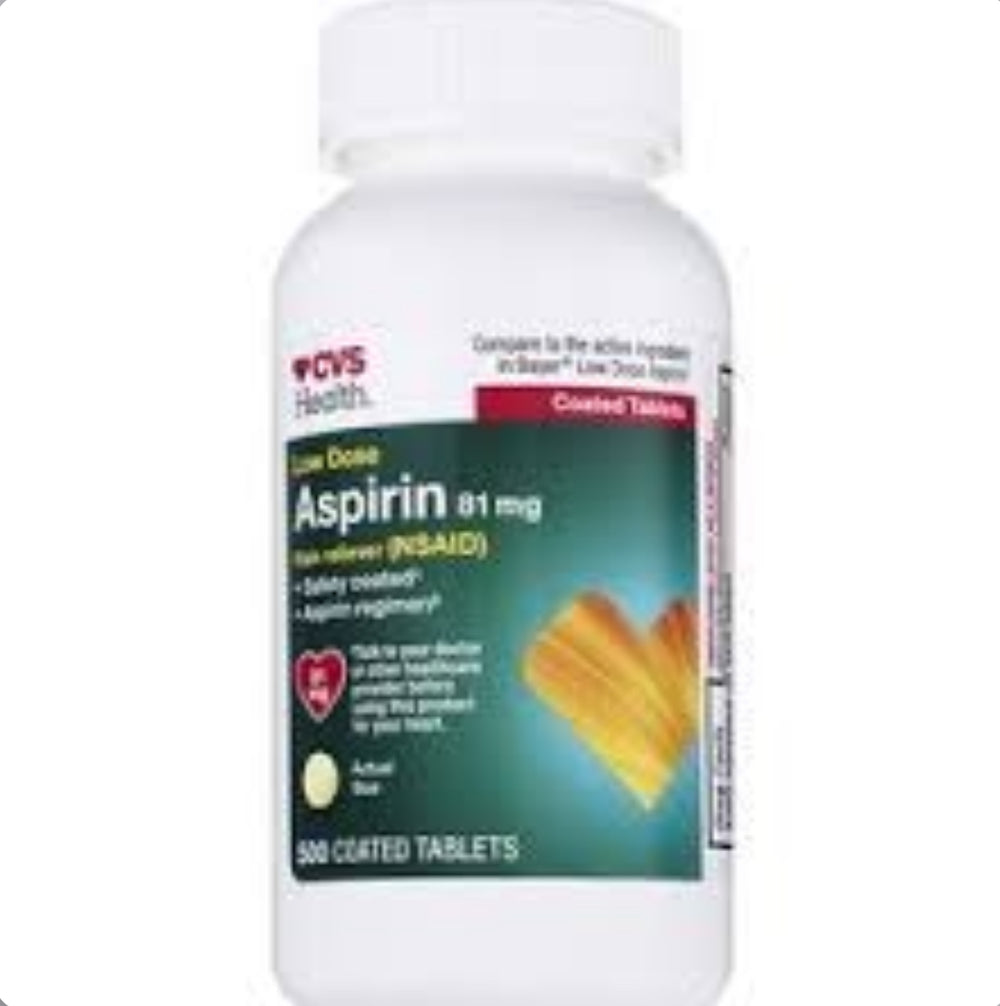 Cvs Health Lowe Dose Aspirin 81mg (500 Tablets) DLC: Janv26