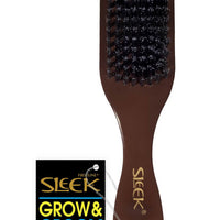 FIRSTLINE* SLEEK 7.5" SLAM! Brown Wood GROW & GROOM Firm Bristles FAMILY BRUSH