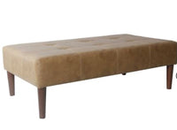 
              Tufted Coffee Table Ottoman Faux Leather Light Brown - HomePop (L 1m x 15cm, La 65cm, H 40cm,)
            