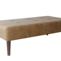 Tufted Coffee Table Ottoman Faux Leather Light Brown - HomePop (L 1m x 15cm, La 65cm, H 40cm,)