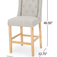 GDF Studio Pincay Contemporary Fabric Tufted Wingback 27 Inch Counter Stools Light Gray and Natural 1 pièces