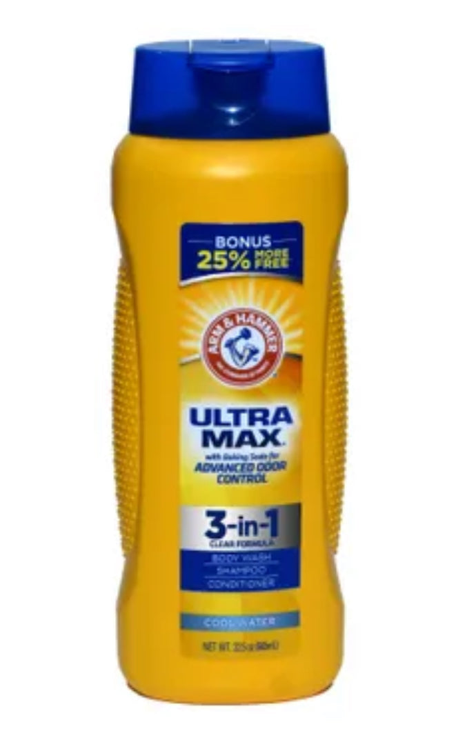 Arm & Hammer Ultra Max 3-in-1 Shampoo Conditioner Body Wash 12 oz.