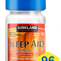 Kirkland Nighttime Sleep Aid Sleeptabs for Adults, Doxylamine Succinate Tablets, 25 mg, 96 Tablets/ DLC: Juin26