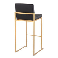 Set Fuji High Back Stainless Steel/Faux Leather Barstools with Gold Legs - LumiSource ( L 40cm, La 40cm, H 105cm)