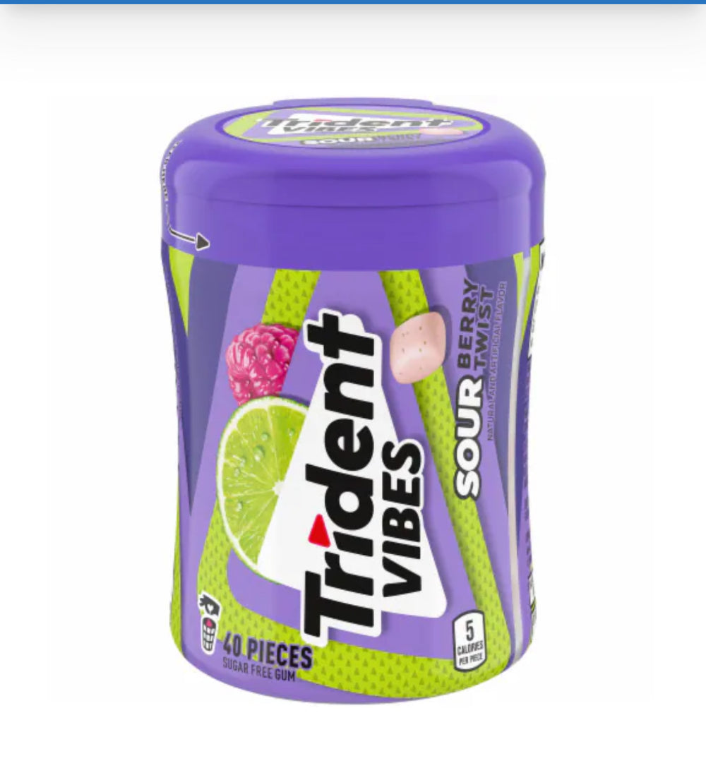 Trident Vibes Sour Sugar Free Gum Berry Twist Flavor (40 pièces)DLC: 20 Mai25