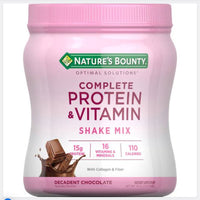 Nature's Bounty Optimal Solutions Complete Protein & Vitamin Shake Mix, Chocolate, 453g/ DLC: 16 Mai24