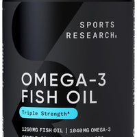 Sports Research Aceite de pescado Omega 3 de triple fuerza, suplemento de aceite de pescado sin eructos con ácidos grasos EPA y DHA, monohidrato de creatina y vitamina D3 K2 a base de plantas con (90 Softgels) DLC: Fev27