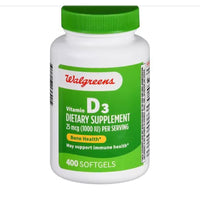 Vitamin D3 25 mcg (1000 IU) 400 Softgels/ DLC: Août27