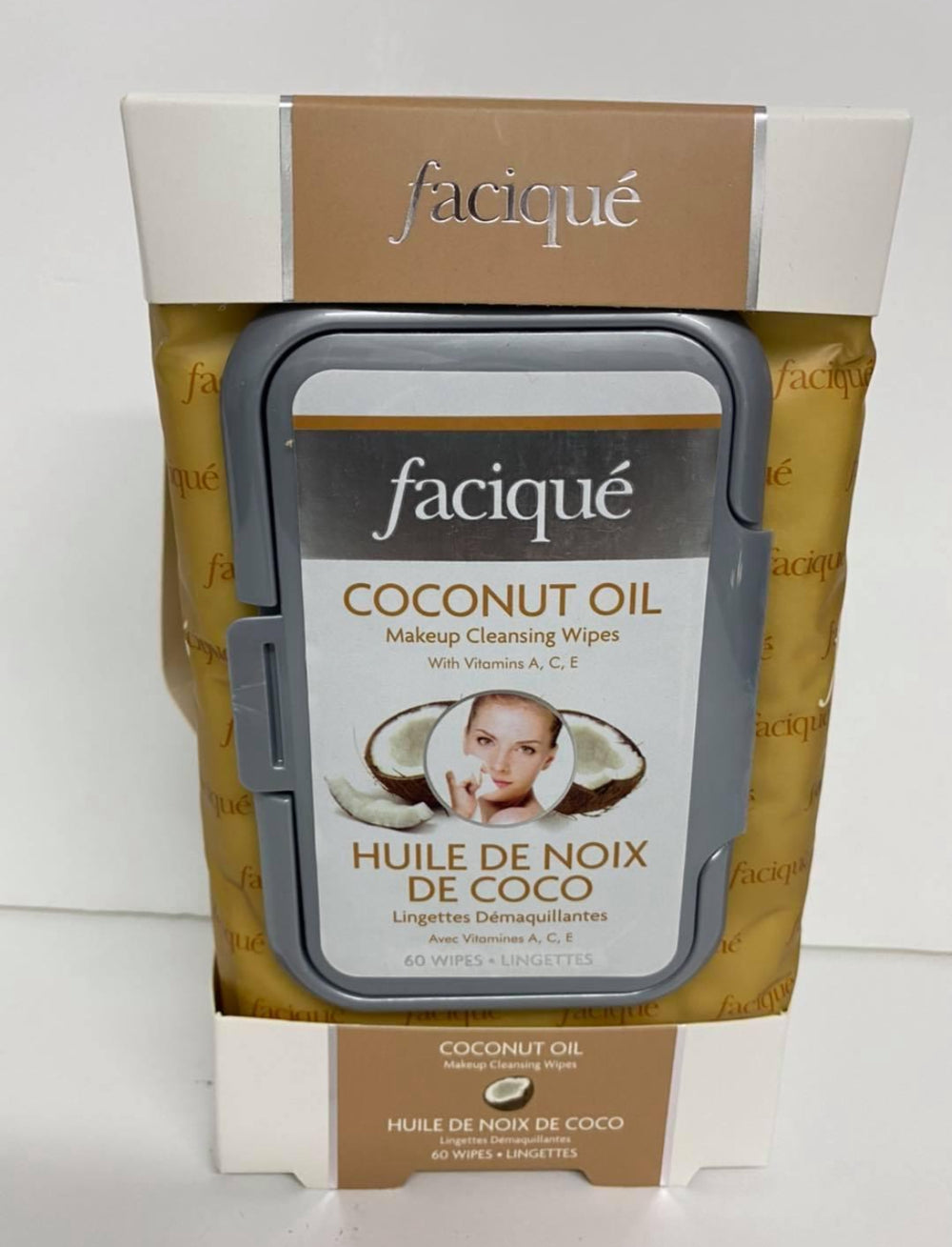 Faciqué Coconut Oil, Huile de noix de Coco (60 lingettes)