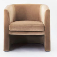 Vernon Upholstered Barrel Swivel Accent Chair Light Brown Velvet - Threshold designed with Studio McGee