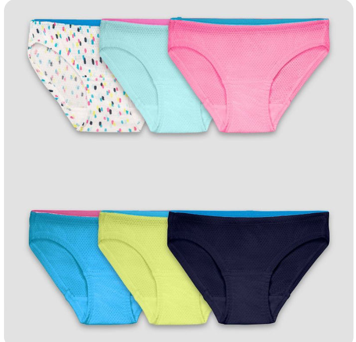 Fruit of the Loom Girls' Bonus Pack Breathable 6pk Micro-Mesh Classic Briefs - Colors May Vary 14