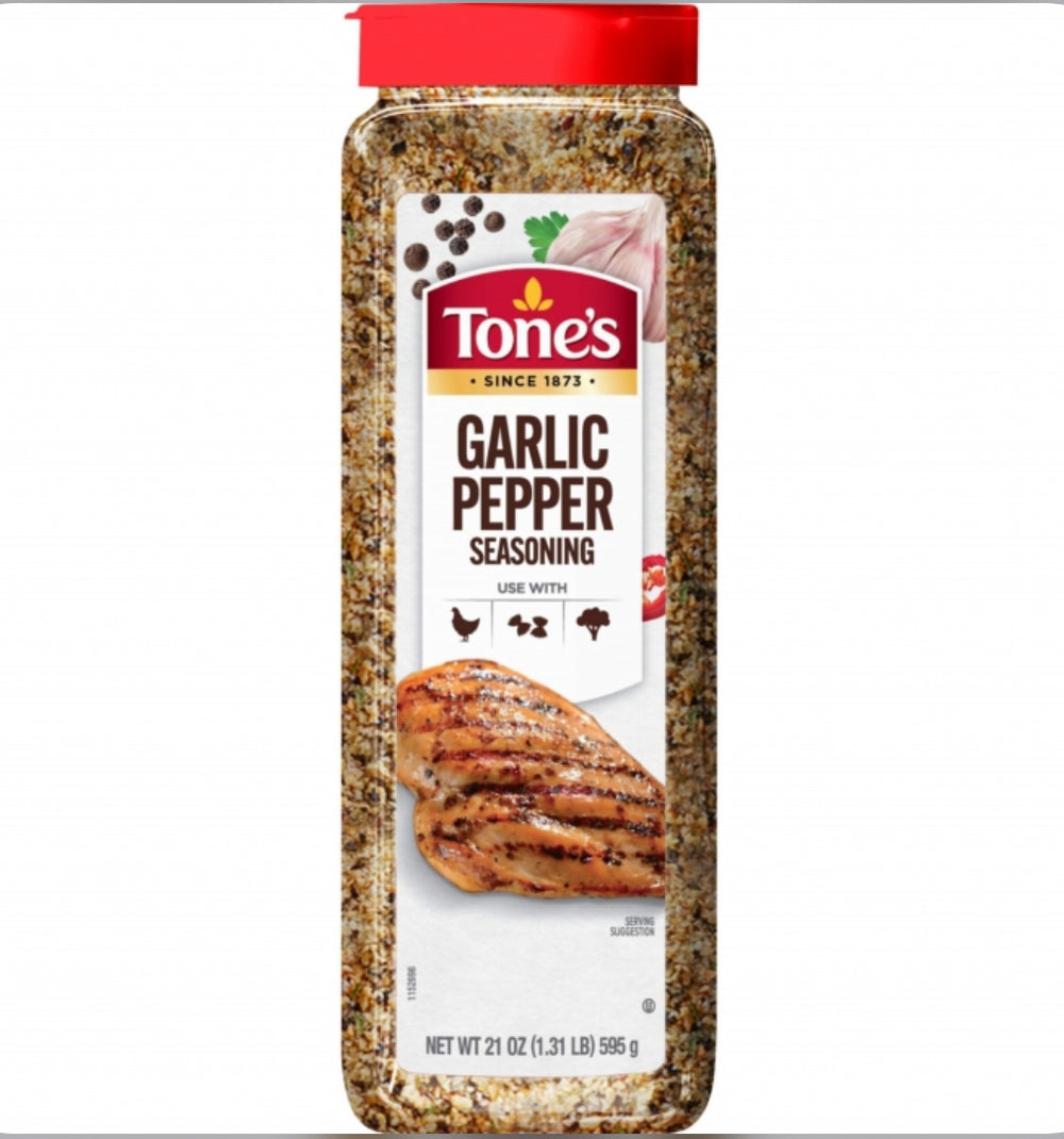 Tone's Garlic Pepper Seasoning Blend, 21 oz DLC: 30-Avril26