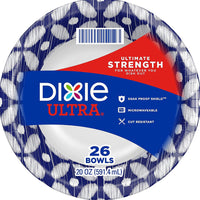 Dixie Ultra Paper Bowls, 20oz, Dinner or Lunch Size Printed Disposable Bowls, 26 Count (1 Pack of 26 Bowls)