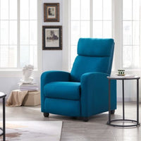 Yaheetech Fabric Upholstered Adjustable Recliner Chair with Pocket Spring for Living Room, Blue