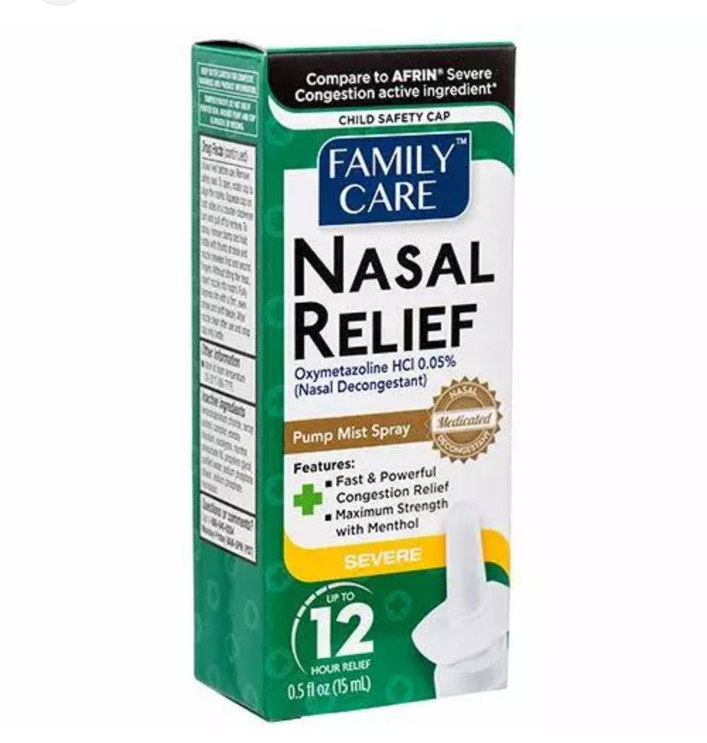 Family Care Spray de soulagement nasal pour soulager la congestion sévère 0,5 oz (15 ML)