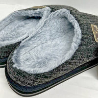 Brand New Mens Kuailu House Slippers Size 10-Gray Plush-Memory Foam Orthopedic