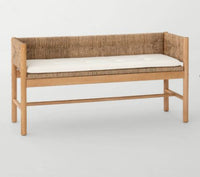 
              Elden Wood Bench with Woven Back and Loose Cushion Seat - Threshold designed with Studio McGee
            