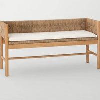 Elden Wood Bench with Woven Back and Loose Cushion Seat - Threshold designed with Studio McGee