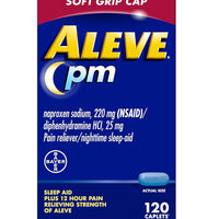 Aleve PM Sleep Aid Plus Pain Reliever Caplets, Naproxen Sodium & Diphenhydramine HCl, Pain Reliever, Nighttime Pain Relief, 120 Count DLC: Fev26