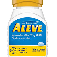 Aleve Pain Reliever & Fever Reducer Naproxen Sodium Caplets, Body Pain Relief,Count 220 mg - (270 Caplets) DLC: 03/26