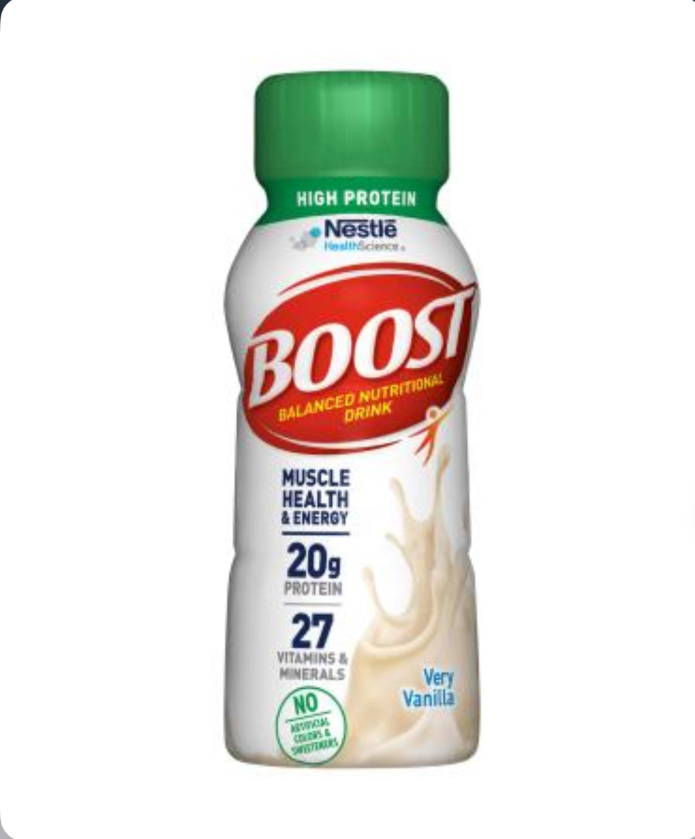 BOOST High Protein Balanced Nutritional Drink, Very Vanilla, 8 Ounce Bottle (Pack of 12) Vanilla 8 Fl Oz (Pack of 12)
(237 mL) DLC: Oct24