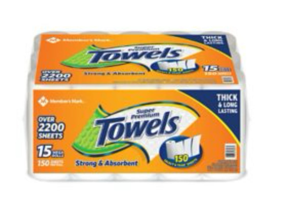 Promo * Member's Mark Super Premium 2-Ply Select & Tear Paper Towels (150 sheets/roll, 15 rolls)