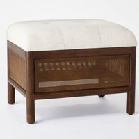 Woodspring Cane Base Ottoman Dark Walnut/Cream (FA) - Threshold designed with Studio McGee (L 55cm, La 40cm, H 40cm,)