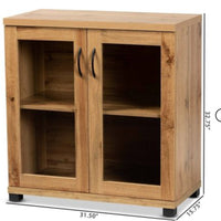 Zentra Wood 2 Door Storage Cabinet with Glass Doors Oak Brown/Black - Baxton Studio ( L 80cm, La 40cm, H 85cm)