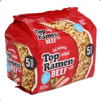 Nissin Top Ramen Noodles - Beef, 5-ct. Pack/ DLC: 08 Nov24