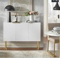 
              Lifestorey Valen Channel Front Sideboard/Buffet with Adjustable Shelves - White (L 1m x 20cm, La 40cm, H 90cm)
            