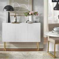 Lifestorey Valen Channel Front Sideboard/Buffet with Adjustable Shelves - White (L 1m x 20cm, La 40cm, H 90cm)