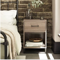 
              Mixed Material Nightstand Gray - Room Essentials: Laminated Metal Frame, Storage Shelf, 1 Drawer
            