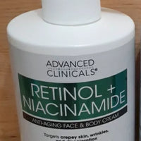 Advanced Clinicals RETINOL + NIACINAMIDE ANTI AGING FACE Body Cream 15oz (444 mL)