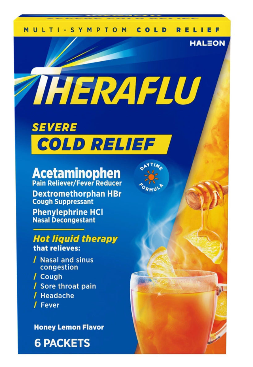 Theraflu Daytime Honey Lemon Flu Relief Max Strength Powder 6 ct DLC: Juillet26