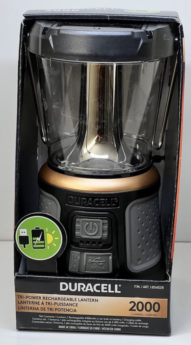 Éclairage lanterne solaire rechargeable Duracell 2000 lumens DEL TRI-Power