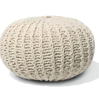 
              Pouf beige en coton tricoté - Beliani - CONRAD II - Contemporain - Design
            