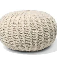 Pouf beige en coton tricoté - Beliani - CONRAD II - Contemporain - Design