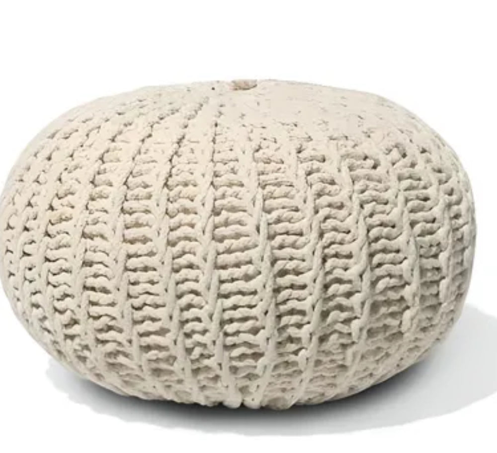 Pouf beige en coton tricoté - Beliani - CONRAD II - Contemporain - Design