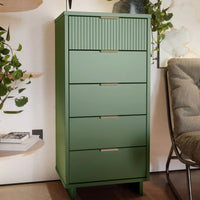 Tall Granville Modern 5 Drawer Dresser Sage Green - Manhattan Comfort ( L 96cm, La 45cm, H 120cm)