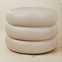 Molise Pouf Cream Faux Leather - Opalhouse designed with Jungalow 22 in L x 22 in W x 16H (56 cm x 56 cm x 41 cm)