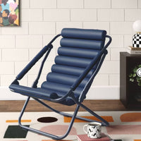 Sling Dorm Chair Dark Blue - Room Essentials: Foldable, Faux Leather, Foam Padded, Steel Frame