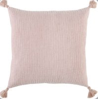 
              20"x20" Oversize Striped Square Throw Pillow Cover with Tassels Blush - Rizzy Home
            